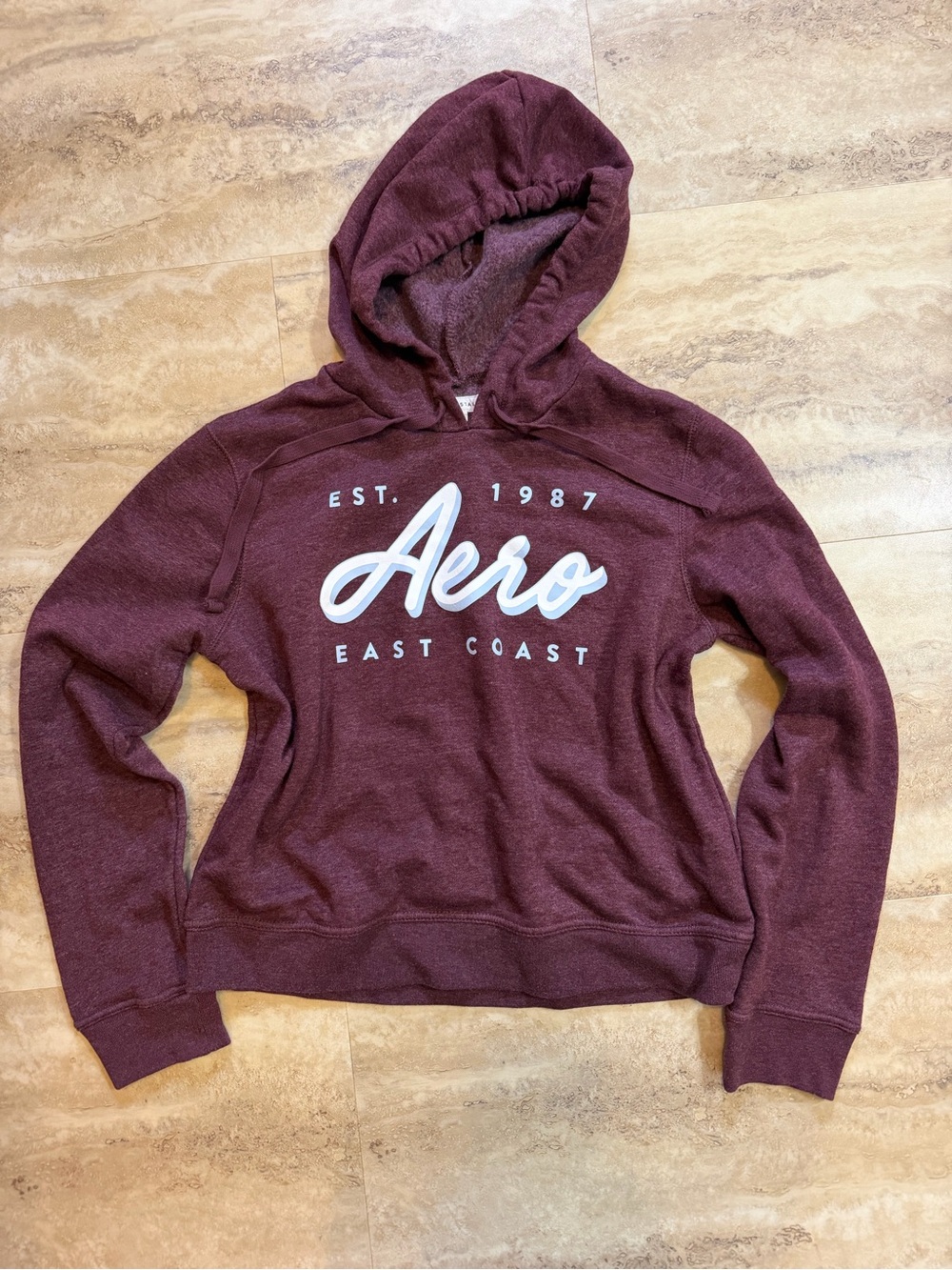 Aeropostale Maroon Crewneck Hoodie with White Aero Script